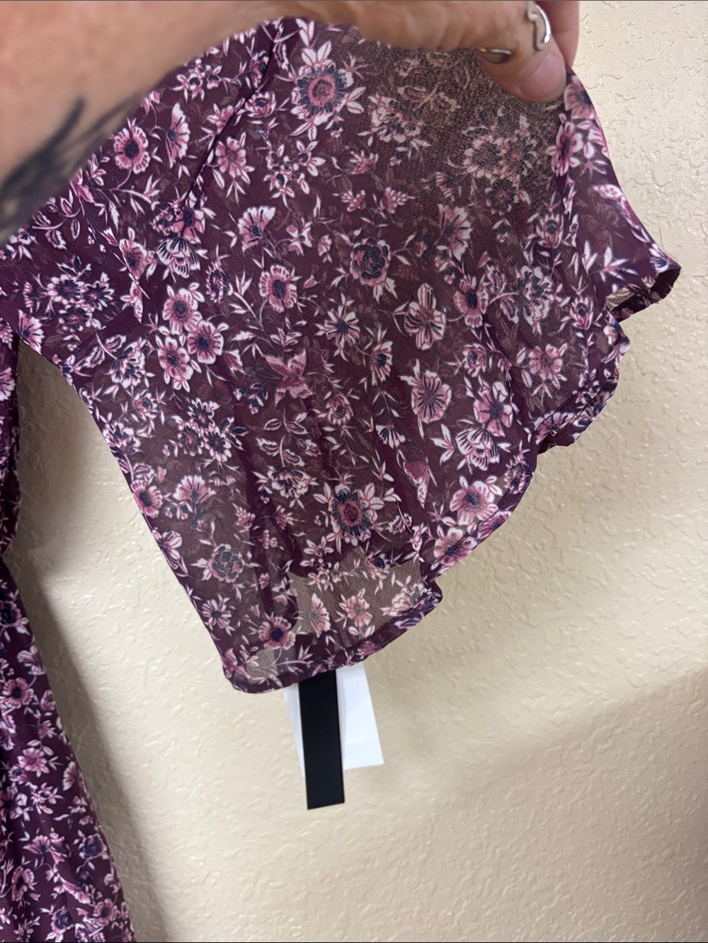 Speechless Plum Floral Tie-Neck Long Sleeve Dress - Picture 3 of 6